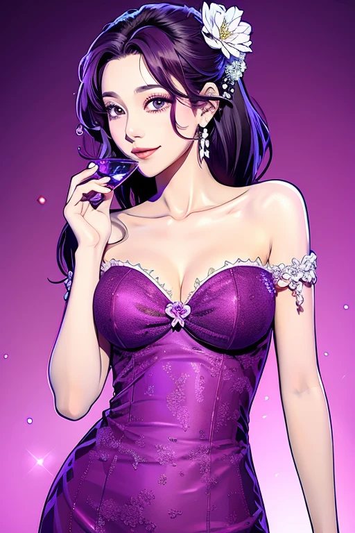 Beautiful purple alcohol dress illustration