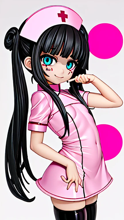 {{{high quality}}}, {{{super realistic}}},{{{best quality}}}, ((1 girl,solo)),((10 years old)),((loli)),((short girl)) ,((black hair, straight long hair)),((pink nurse costume,sexy,latex)),,((mesugaki)),((sadistic girl)),((sadistic smile)),((oily skin)),((beautiful face)),((beautiful eyes)),((look down)),((sadistic pose)),((flat chest ,small breasts )),((face focus))