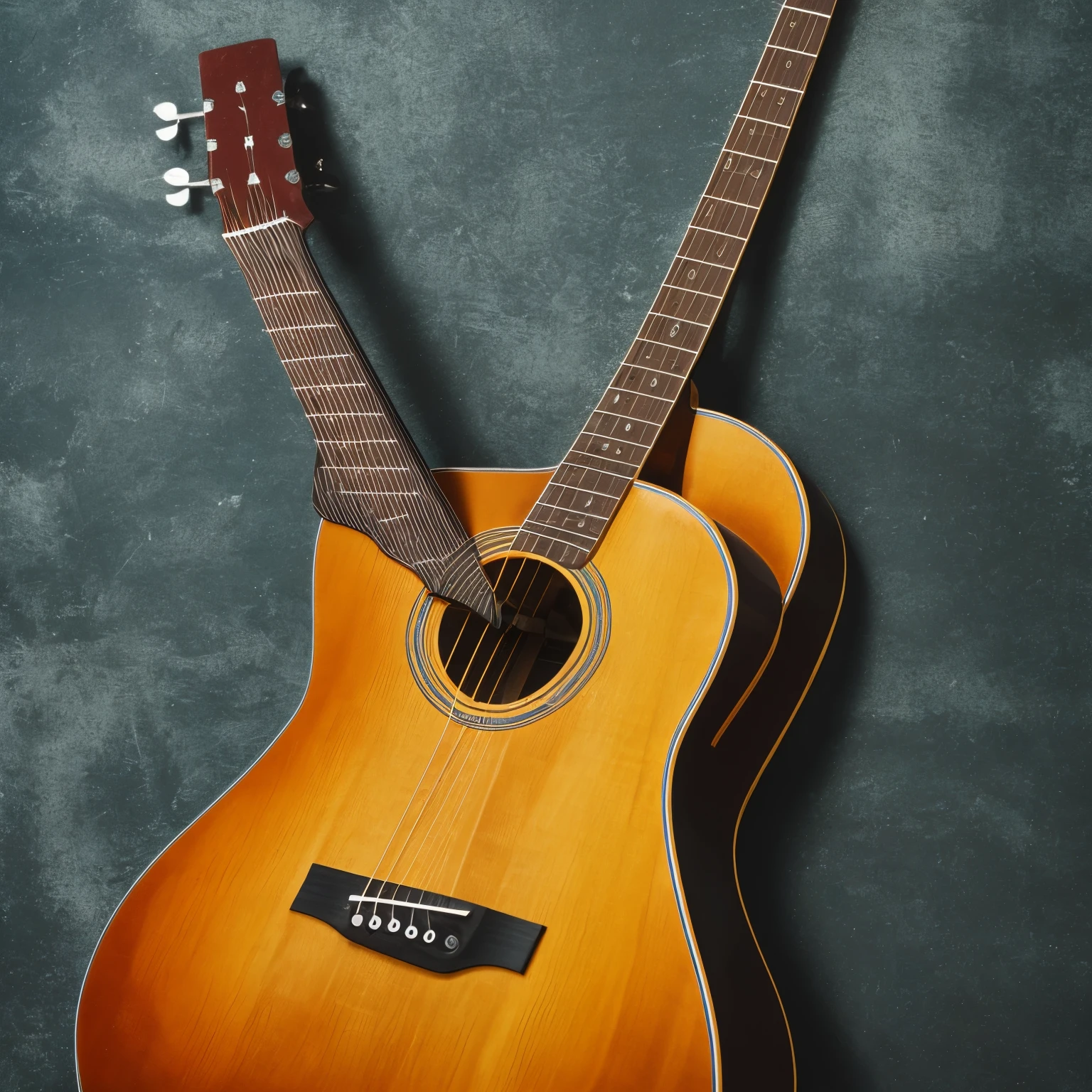 Make a picture with a paint brush with a guitar besides the paint brush and make it more darker