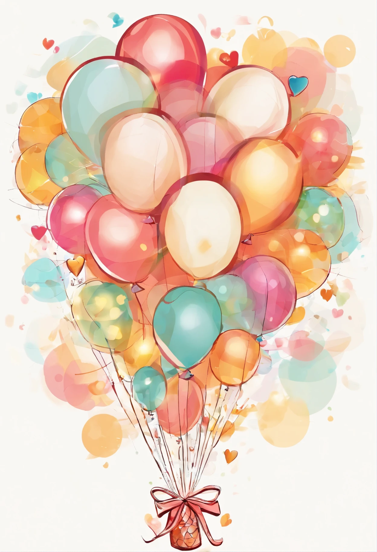 Happy Birthday Wishes，light color balloon、Aesthetic composition，simple style, soft and warm