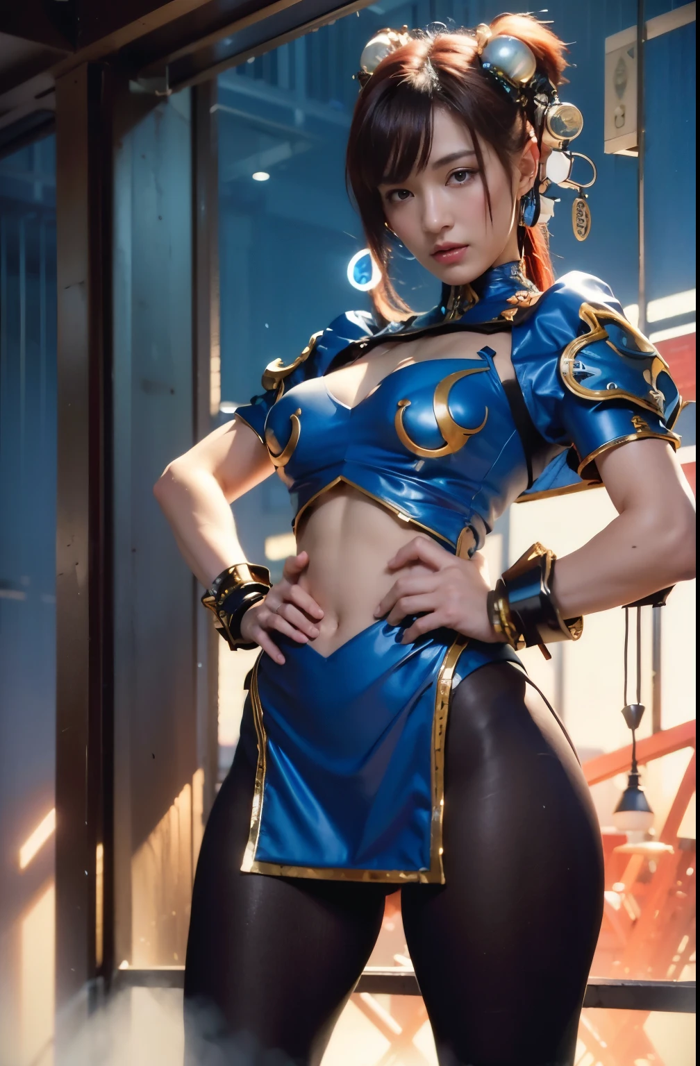 (top-quality:1.2, masterpiece)、ultra high resolution、extremely ultra surrealism, (Photorealsitic:1.4)、Raw photo、Steampunk Battle Cyborg fallen angel、large wings made of metal、black porcelain body、red  hair、glowy skin、1 Cyborg boy、japanese, extremely handsome face,  ((super realistic details))、portrait、globalillumination、Shadow、octan render、8K、ultrasharp、character edge light、Details of complex ornaments、Acrylic Clear Cover、Sumerian details、Ultra-realistic and precise machine details, Hydraulic cylinder、Small LED lamp、highly intricate detail、Realistic light、a purple eye、radiant eyes、Facing the camera、neon details、cowboy  shot、Futuristic headgear、About Cyberpunk