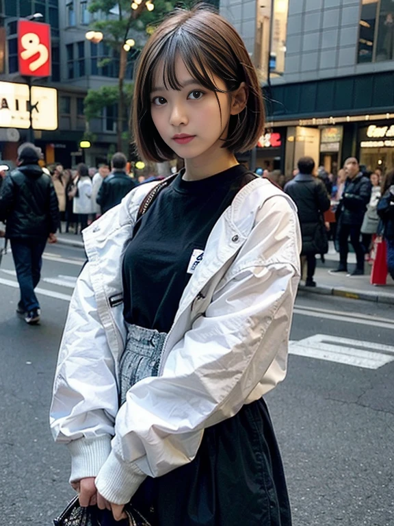 Ordinary woman in plain clothes、Harsh flash photography、[photos realistic]!!,Candid flash photography、magnifica、Masa Nakayama、flash photo、Sui Ishida、Do not copy hands、young female 、、Promotional photos、Cute clothes、Beautiful clothes、short-hair、10 generations、Pupils、Fashionable、colourful clothes、Idol
