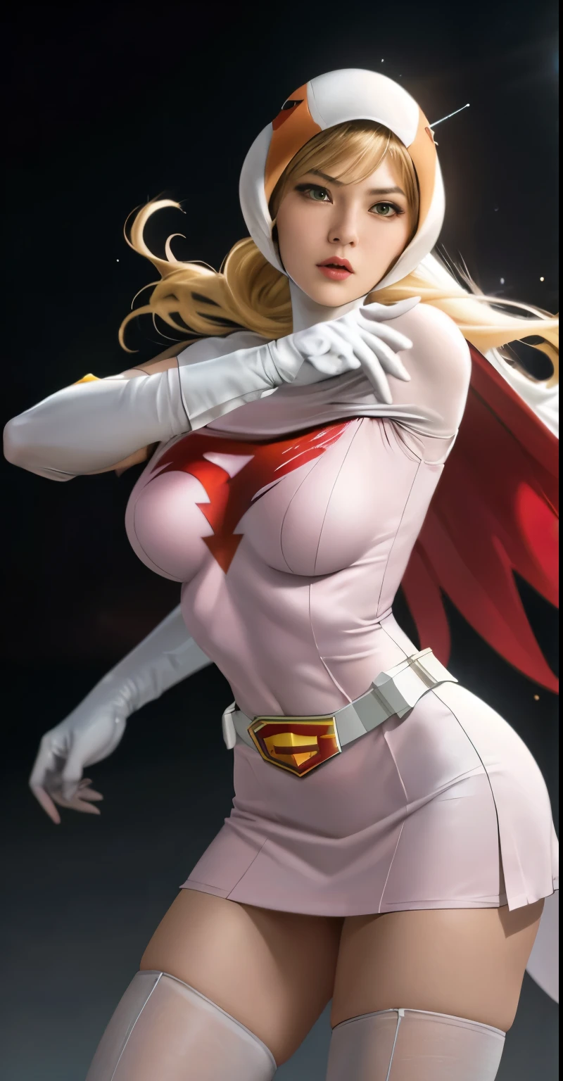 raw photo,realistic,beautiful woman、Jun、Japanese、straight,Pause,looking at the viewer,break, Year_classic_Jun_Gatchaman_my wife,www.my wife.and, long hair,beautifulface、素face、face面見えている、SHIELDThere is no、ミニ超ミニskirt、white panties、raw photo,realistic,beautiful woman、Jun、straight,Pause,looking at the viewer,break,
Year_classic_Jun_Gatchaman_my wife,www.my wife.and,
long hair,chest,green eyes,lips,medium chest,blonde hair,lipstick,compensate,
gloves,cape,Helmet,belt,elbow gloves,white gloves,mask,skirt,leotard,Spacesuit,white legwear,pink dress,superhero,body suit,
official art,Highly detailed CG Unity 8K wallpaper, perfect lighting,colorful, bright_front_face_lit,shiny skin, (masterpiece:1.0),(Highest_quality:1.0), 超High resolution,4k,Super detailed, photo shoot, 8K, HDR, High resolution, (disorganized:1.2), kodak portrait 400, film grain, blurred background, (Bokeh:1.2), Lens flare, (lively_color:1.2),professional photos, (beautiful_face:1.5),