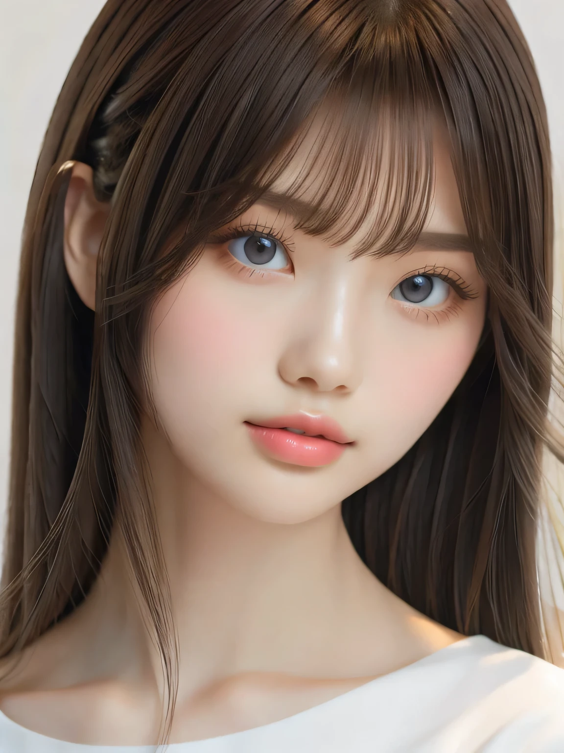 single girl, , blue sky, Bright and beautiful face, Young, white and shiny skin, best beauty, Blonde hair that reflects the light, Beautiful platinum blonde super long silky straight hair、shiny glossy, long bangs, very beautiful 17 year old, Large eyes that shine in transparent light blue, beautiful amazing beautiful girl