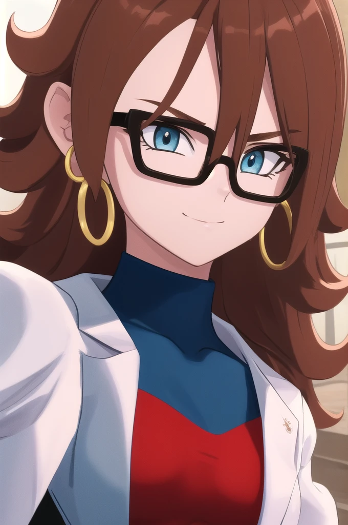 android21, 1girl, solo, blue eyes, brown hair, long hair, curly hair, hair between eyes, jewelry, hoop earrings, glasses,
checkered dress, two-tone dress, multicolored dress, tight dress, turtleneck, black pantyhose, labcoat, long sleeves,
smile,closed mouth,cowboy shot,
forest,outdoor,
(insanely detailed, beautiful detailed face, masterpiece, best quality) cinematic lighting,