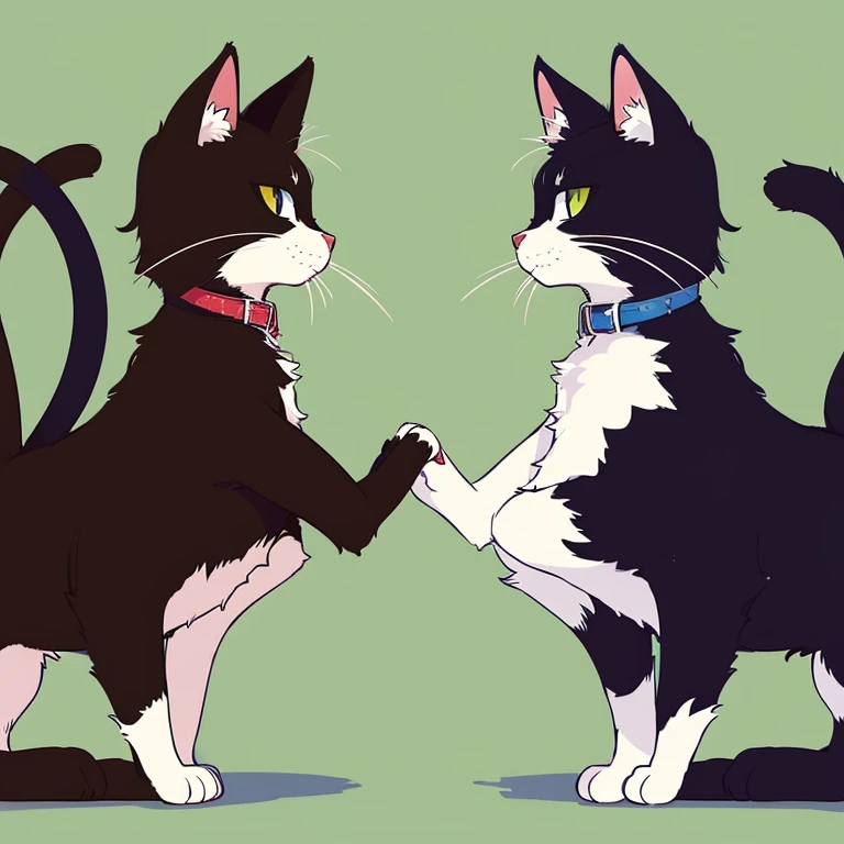 two cats greet each other