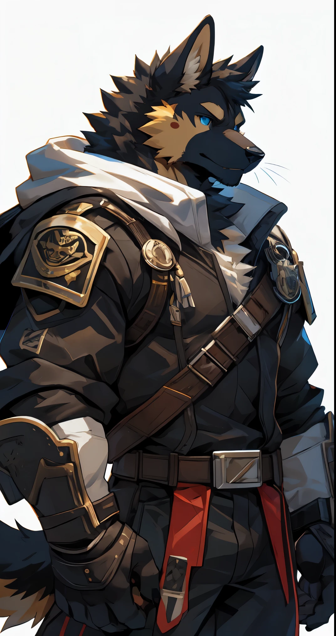 (by sollyz),detail face, detail eyes, detail,male,armor,pants,furry, short hair,(whiskers:1),__b2__,
German shepherd dog,blue eyes,black body,handsome,simple background,
strong,epic,