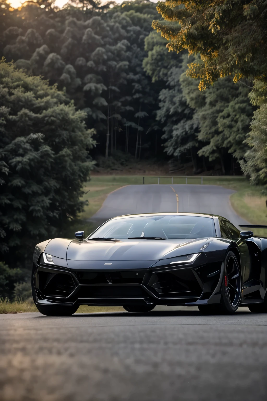 A stunning electric sports car, captured in a masterpiece 16:9 photograph. The sleek vehicle's metallic sheen gleams under the sun, reflecting the blue sky and lush green surroundings. The car's futuristic design is perfectly framed, with a clear focus on its dynamic lines and intricate details. The image is rich in contrast, showcasing the sharp edges of the car against the soft background. The photograph is of exceptional quality, a true-to-life representation of a technological marvel. Taken with a high-definition camera, the every detail of the electric sports car is captured in exquisite detail, making for a cinematic and dramatic masterpiece. (Camera: