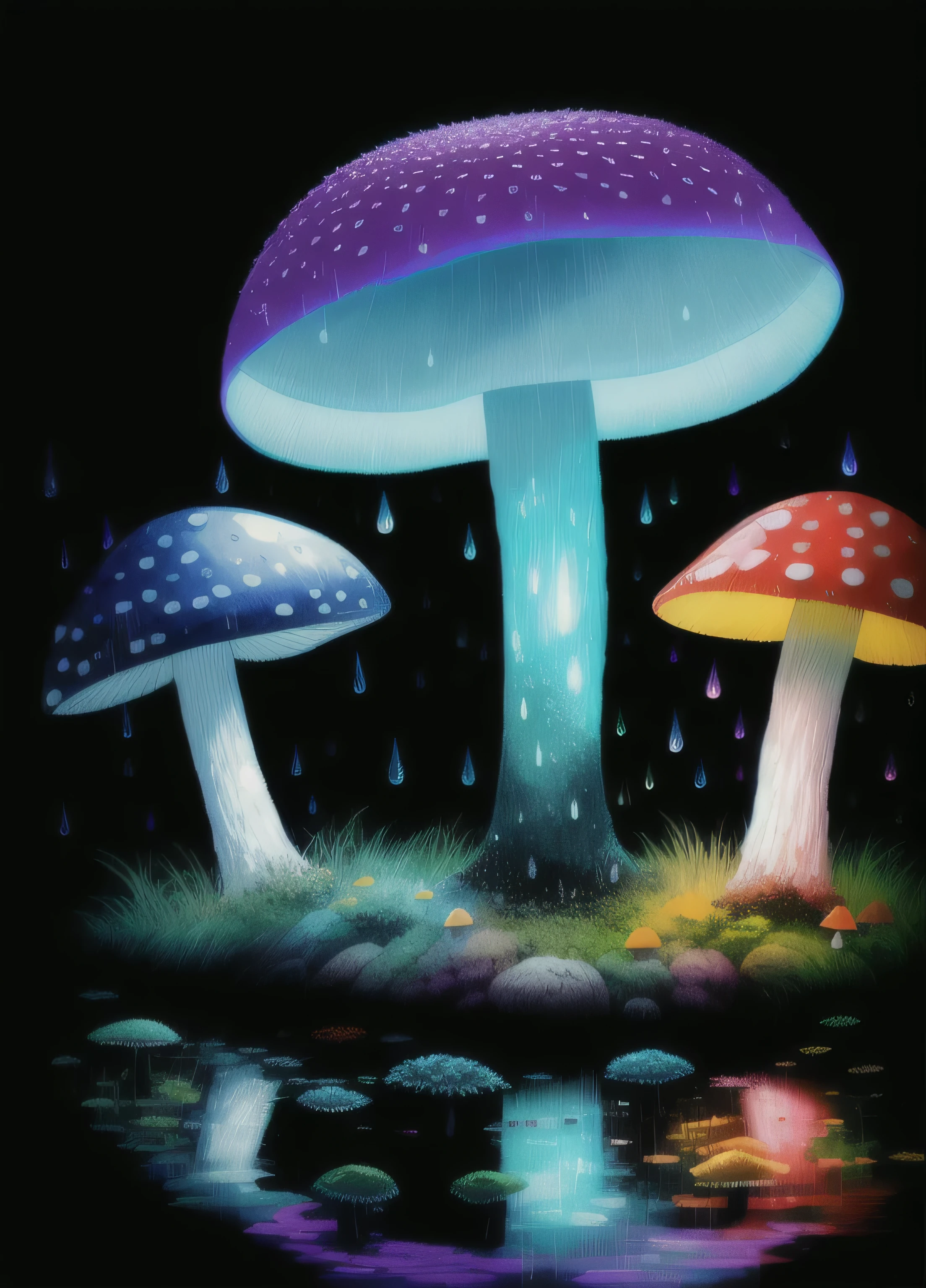 attractive, Attractive high quality splash art (hedgehog: 1.1) sitting right below (poisonous antler: 1.1) (mushroom: 1.1) inside shape of an umbrella in (Magic forest: 1.1) inside (rain: 1.1) darkness of shadow, deep contrast (bioluminescence: 1.1), Magic, Mysterious, A detailed scene (soft pastel tones: 1.1) with a touch (bright colors: 1.1), wet dirt, puddle, fantasy art, masterpiece, Award-winning digital graphics, clip studio paint, rich colors, Picturesque texture, Popular in the art community, adobe photoshop