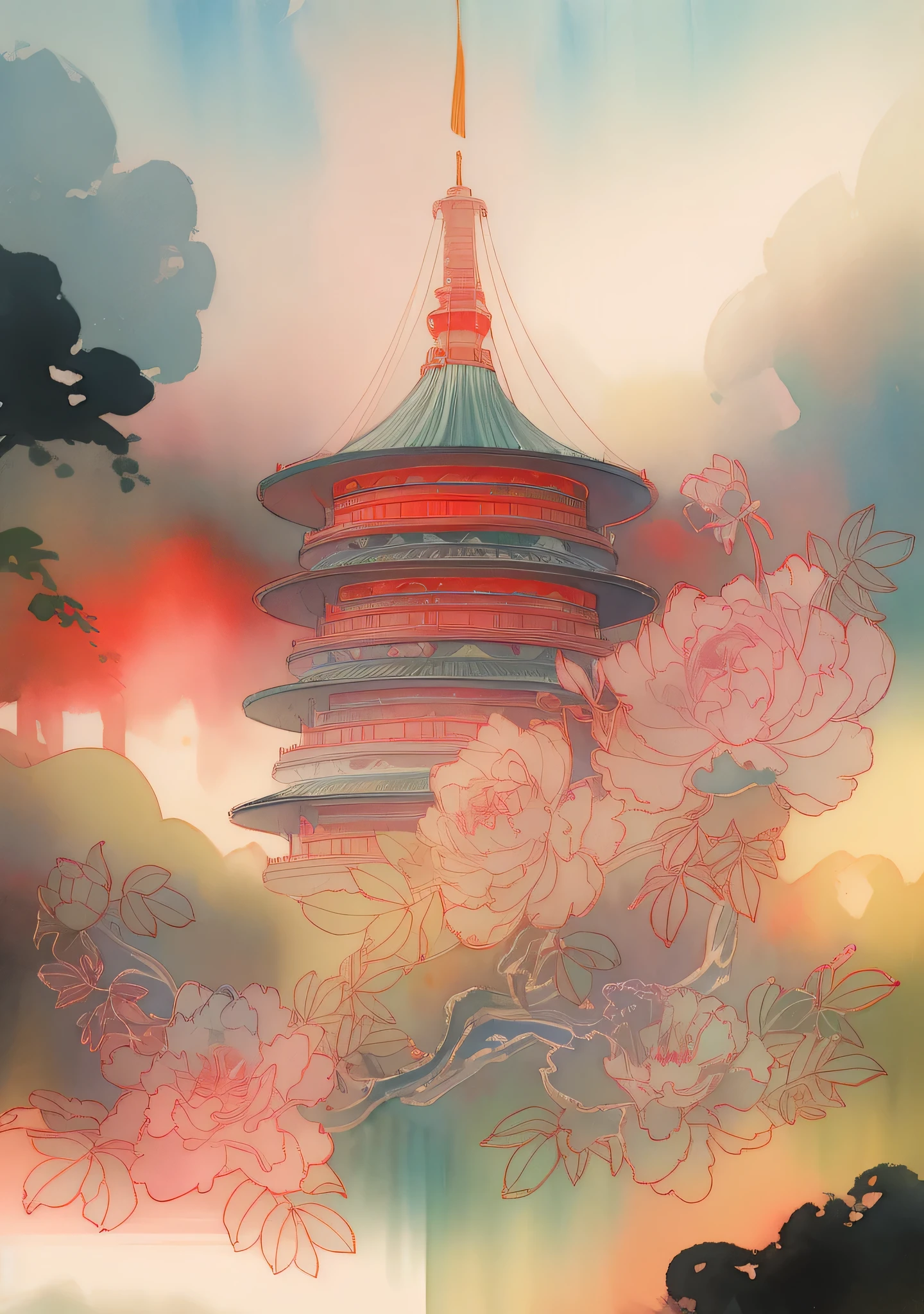 Chinese painting,watercolor