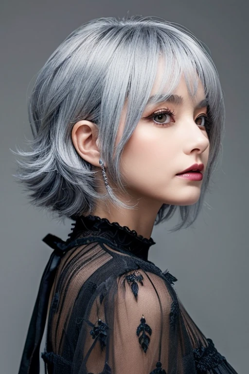 gothic gray hair girl