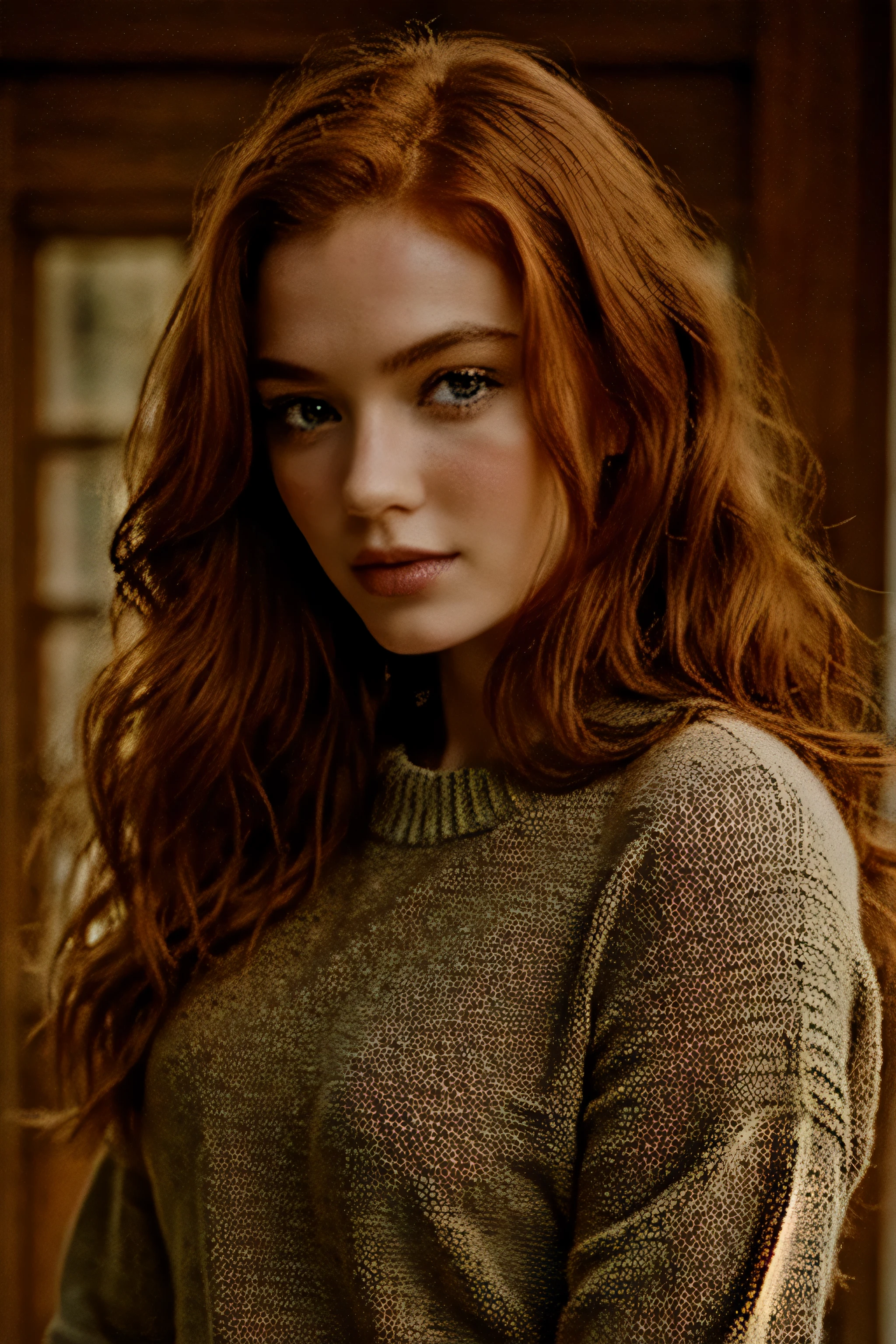 femme aux cheveux rousse aux cheveux longs et pull vert posant pour une photo, fille rousse, beautiful femme rousse, femme rousse, red wavy hair, cheveux roux qui coule, red head, elle est rousse, cute young fille rousse, red haired goddess, beautiful female model, une jeune femme rousse, aux cheveux roux et aux yeux verts, cheveux roux et traits attrayants