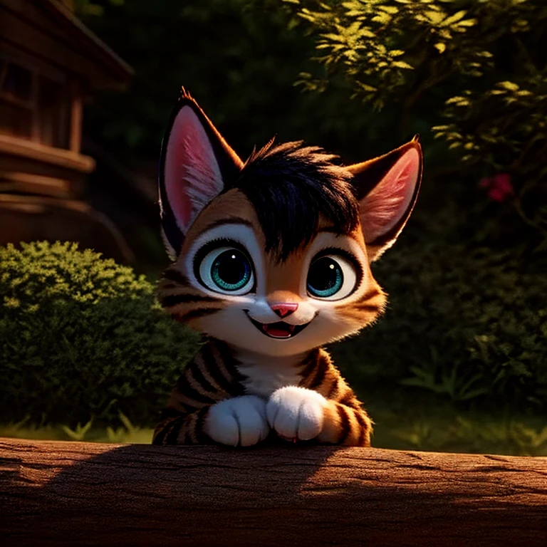 Da ist eine Katze, die findet einen Fisch  anime visual of A sweet cat, Sora als Katze, Animationsfilm, depicted as a Pixar character, anato finnstark. Pixar, frame from Pixar movie, Trickfilm, Neuer Katzenfilm, as a Pixar character, Pixar movie screenshot, Disneys Bambi-Katze, A sweet cat, A still image of a happy