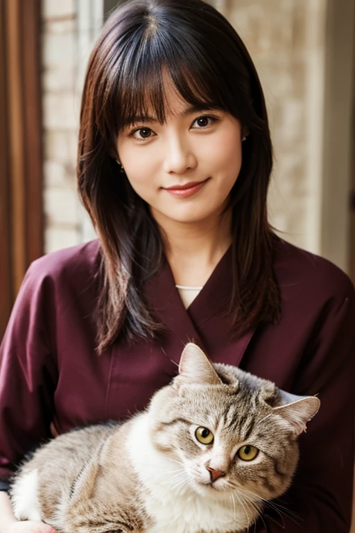 A beautiful woman holding a cat