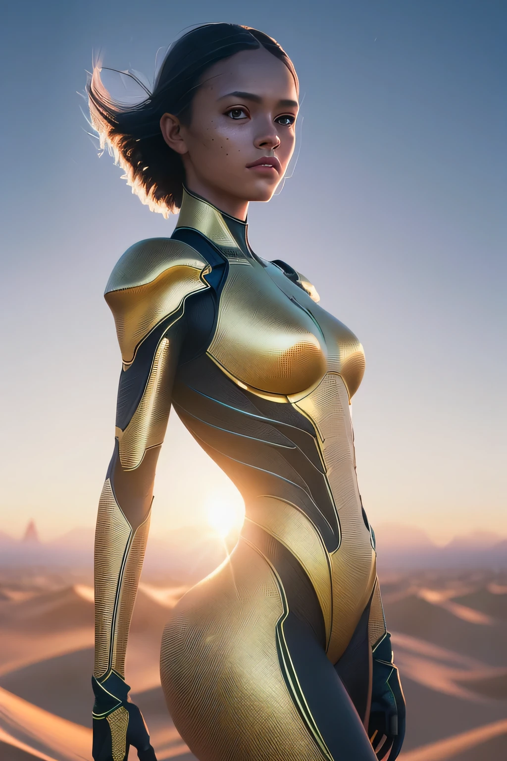 (masterpiece), (very complicated:1.3), (realistic), girl portrait, the most beautiful in the world, (insect-like wings), scale powder reflection, outdoor, intense sunlight, distant dune, Stunning female professional photo details, sharp focus, dramatic, Award history, cinematic lighting, Octane Rendering Unreal Engine, volumetrics dtx, (film grain, blurred background, blurred foreground, Bokeh, Depth of the bounds written, sunset, motion blur:1.3), thin clothing