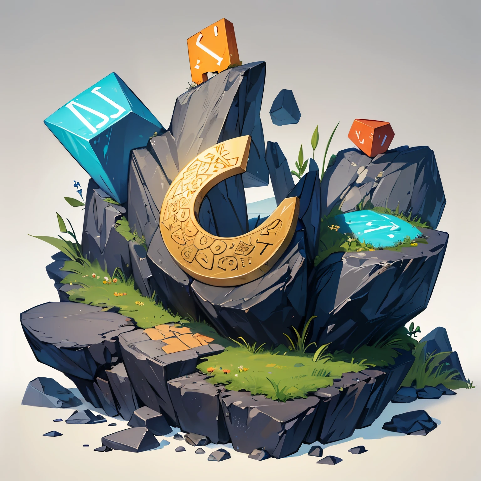 Create a font made of rocks of the alphabet from A-Z