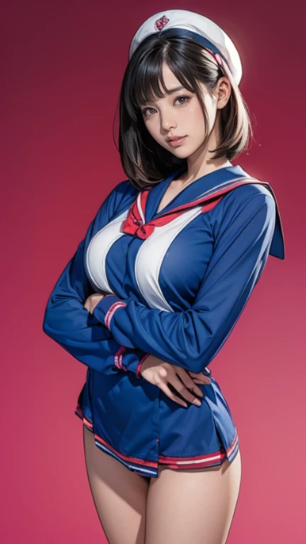 (2 girls, 15 years old, same height :1.2) ,Front view,  couple focus ,    japanese girl ,  (smile:0.7), stand next to each other ,  (((No panties)))、Upper body, please reconsider、 ((Super short sailor suit))、 ((short sailor suit, long sleeve))、realistic butt crack, にやにやのsmile, very short hair , (high color saturation:1.0),  (highly detailed skin), (highest quality:1.0), (ultra high resolution:1.0) ,(realistic:1.0), (Super detailed:1.0), (8K, Raw photo:1.1), (((Real and beautiful breasts, You can see the lower half of the breast)))