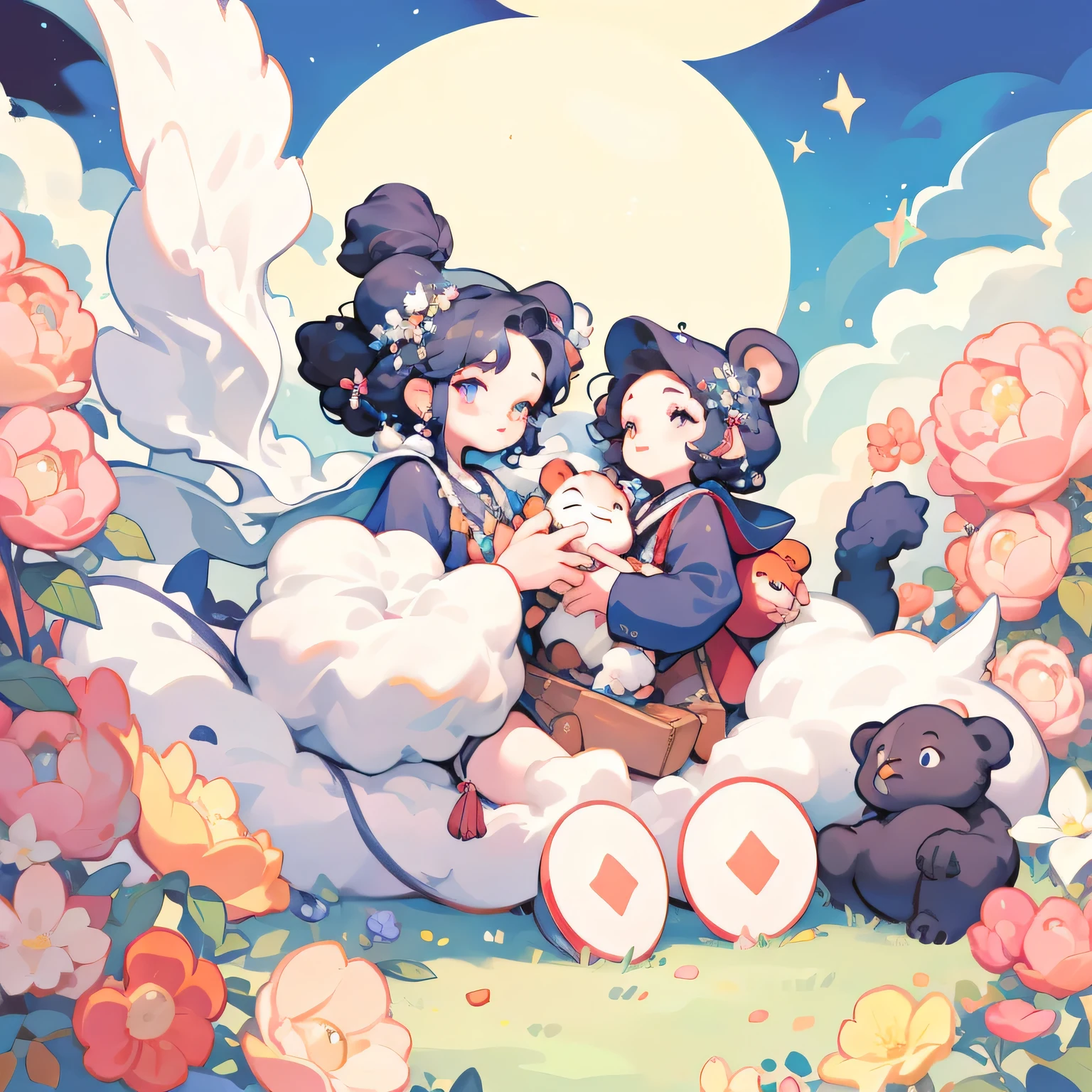 Little Bear and Moonkey setting off on their journey towards the shining star.