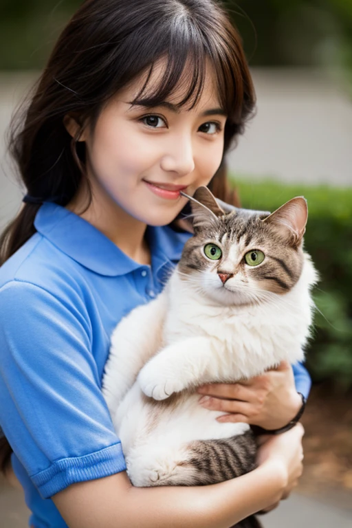 A beautiful woman holding a cat