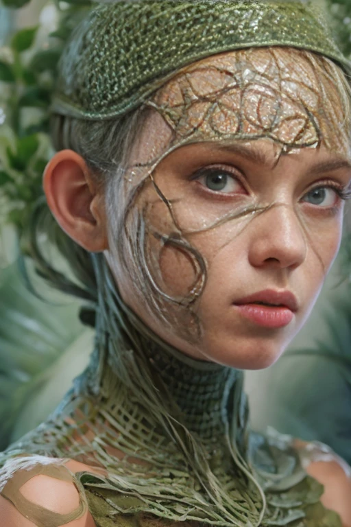 1girl in, surrealism, Verism, Anatomically correct, Textured skin, masuter piece, high details, awardwinning, hight resolution, 8K,Unevenness of the skin,20yr old, green backgroud