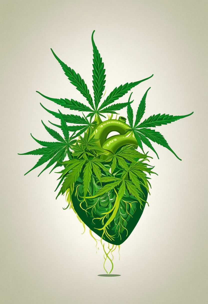 Wallpaper cannabis sativa heart illustration