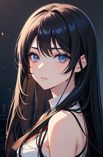 anime girl with long black hair and blue eyes looking at camera, beautiful anime portrait, anime style portrait, digital anime illustration, beautiful anime art style, anime artstyle, anime style 4 k, beautiful anime style, beautiful anime girl, realistic anime artstyle, soft anime illustration, high quality anime artstyle, anime styled digital art, anime art style, cute anime girl portrait