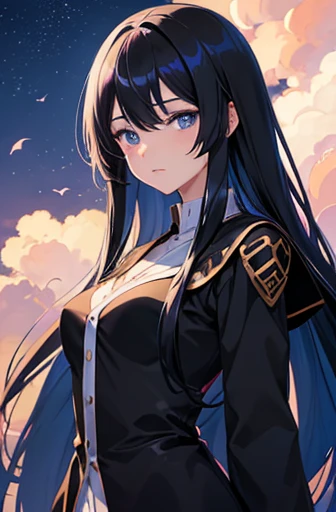 anime girl with long black hair and blue eyes looking at camera, beautiful anime portrait, anime style portrait, digital anime illustration, beautiful anime art style, anime artstyle, anime style 4 k, beautiful anime style, beautiful anime girl, realistic anime artstyle, soft anime illustration, high quality anime artstyle, anime styled digital art, anime art style, cute anime girl portrait