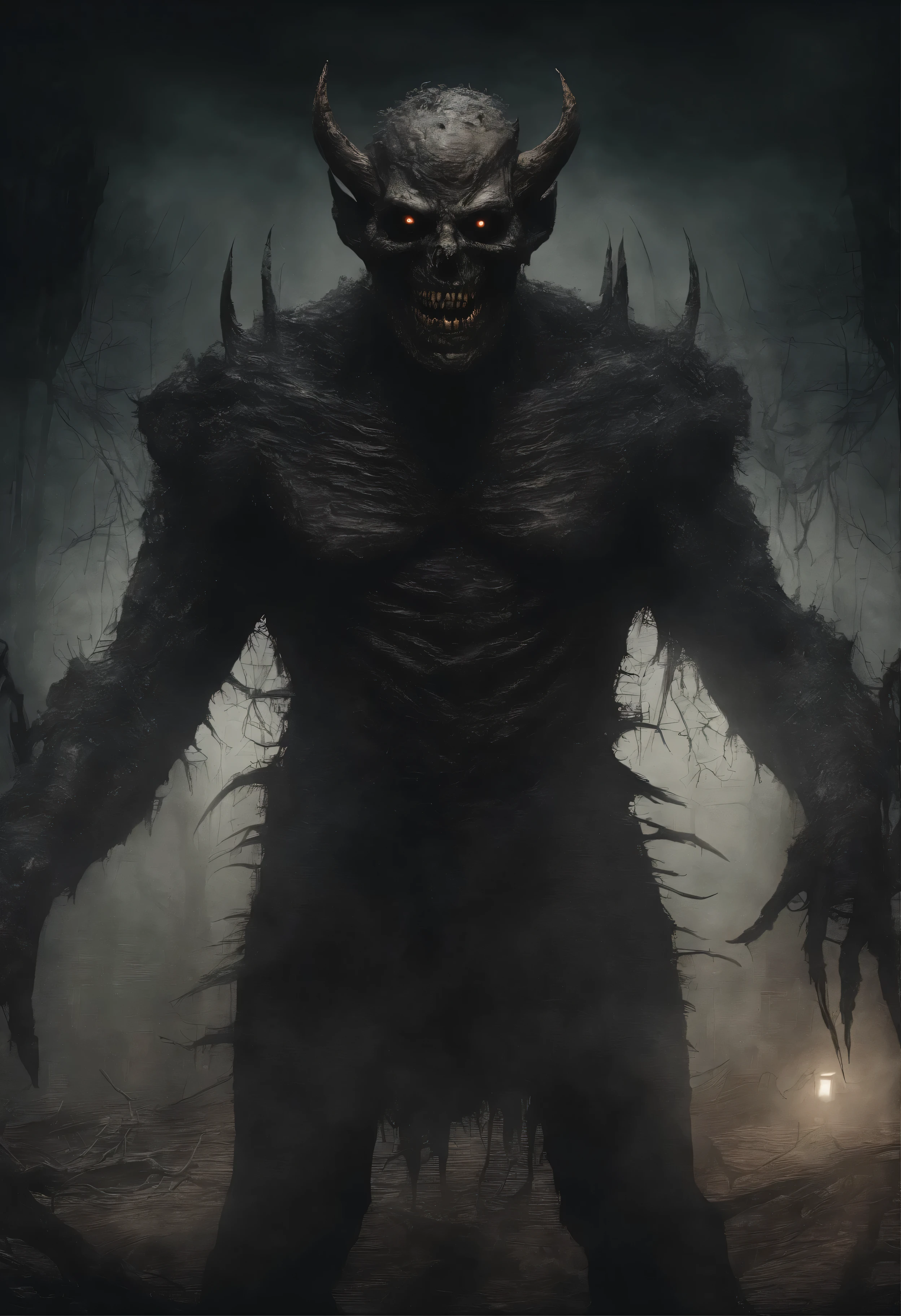 El demonio sonriendo encima del planeta tierra
