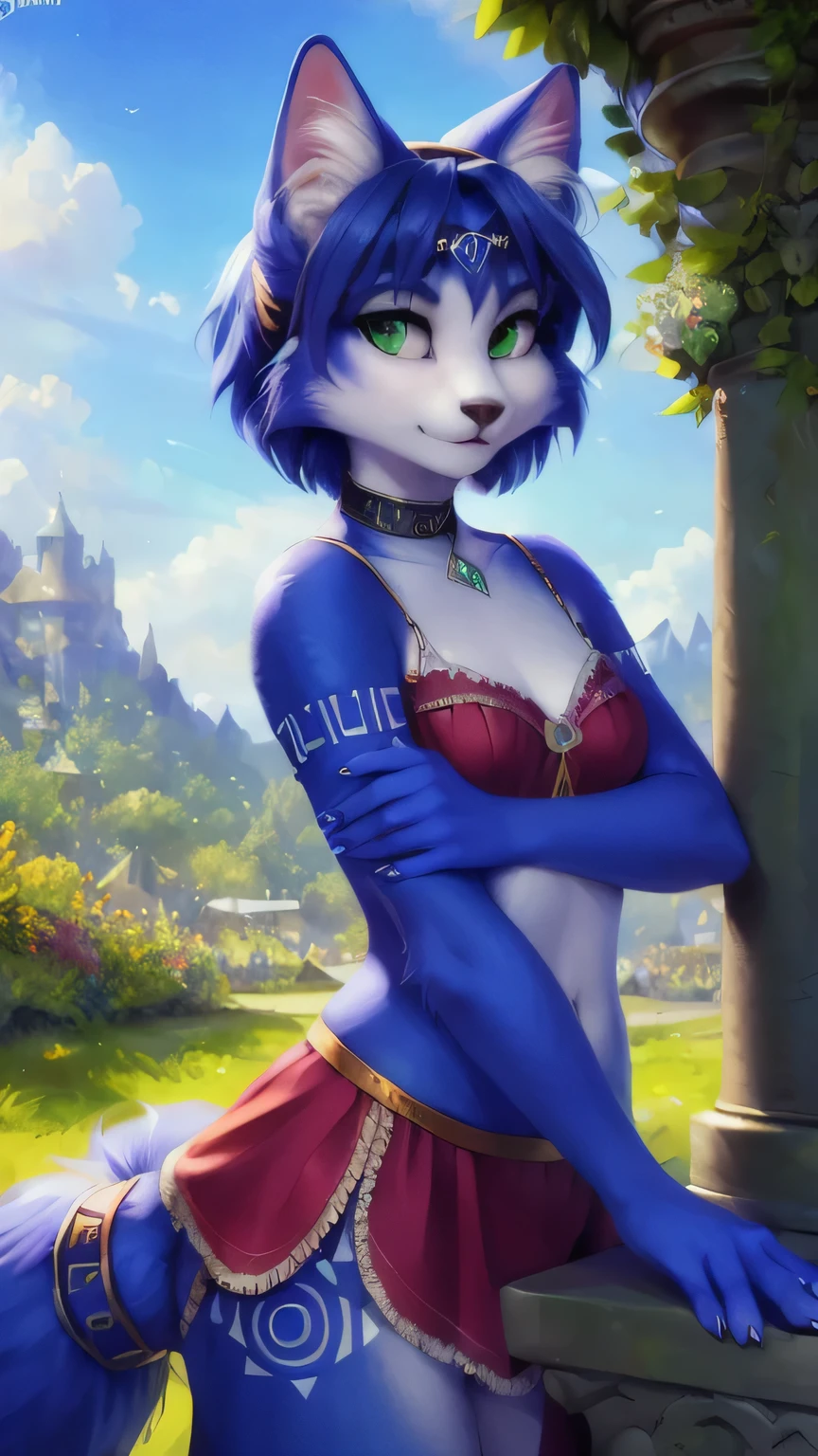 A beautiful and detailed (sweet portrait) von ((Krystal)), Sternenfuchs Krystal, Schlank, liebenswert, Green eyes, Small breasts, bequeme Kleidung, Dekollete, Grinsen, hoch schauen, Hochgeladen E621, detailed flauschige fur, (von Fluff-Kevlar, Bayard Wu, personalami, Pino Daeni), detailliertes Gesicht, (flauschige), 1girl, Allein, kein Wasserzeichen, auf einer blumenwiese liegend