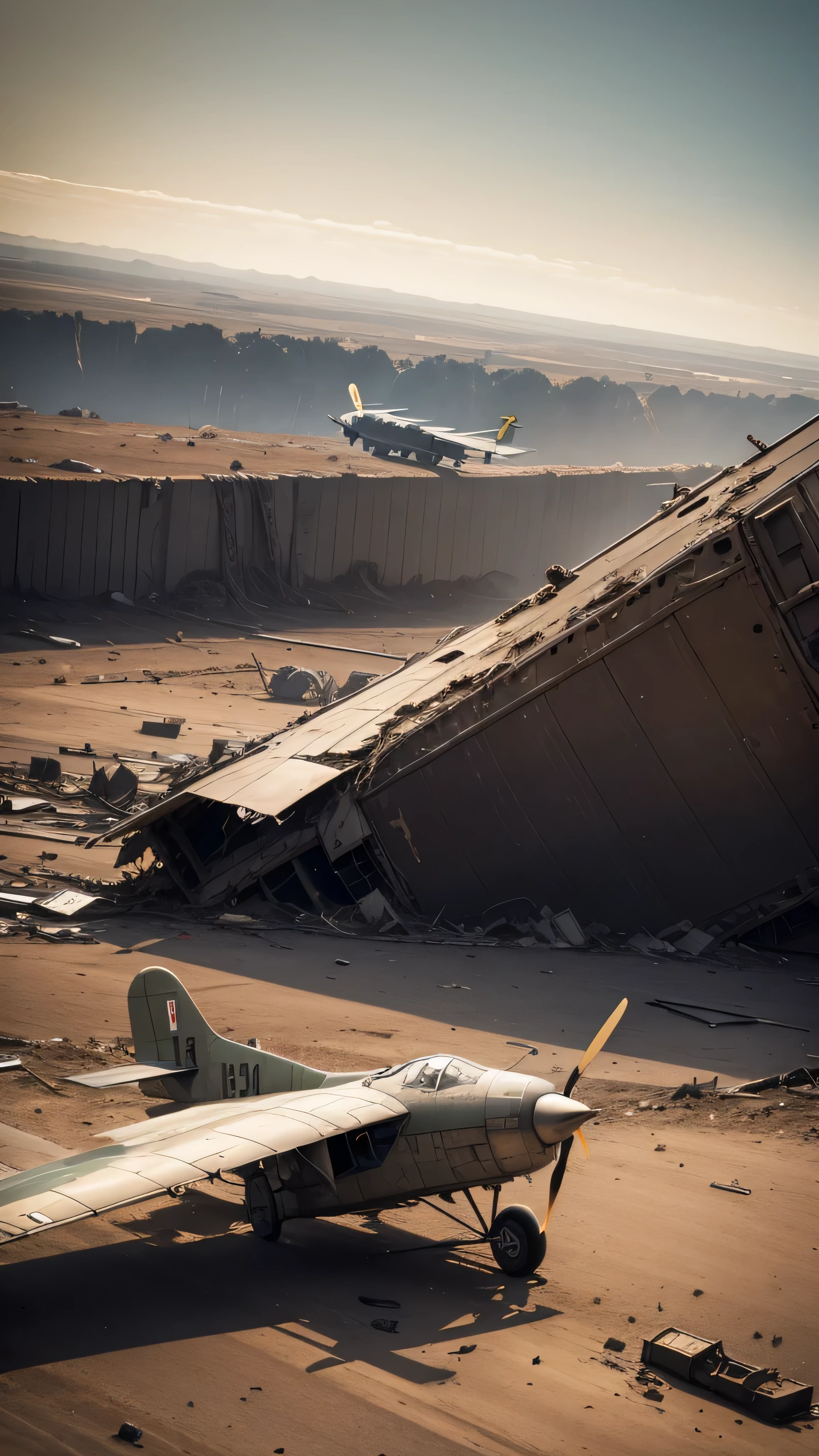 the devastation of world war 1, airplane, broken, no people, 8k, high quality