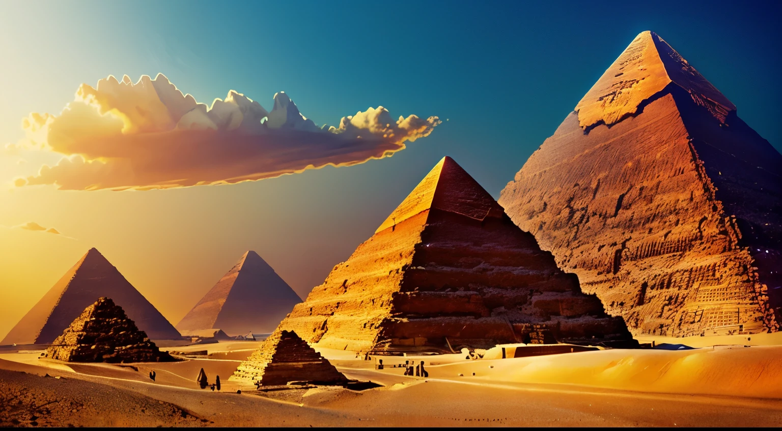 Create a visually stunning digital scene that shows the imposing pyramid of Giza. Pay special attention to the intricate details of the great sphinx. Use a rich color palette that contrasts the beauty of the necropolis with its surroundings. Artistas: Boris Vallejo, zdzislaw beksinski