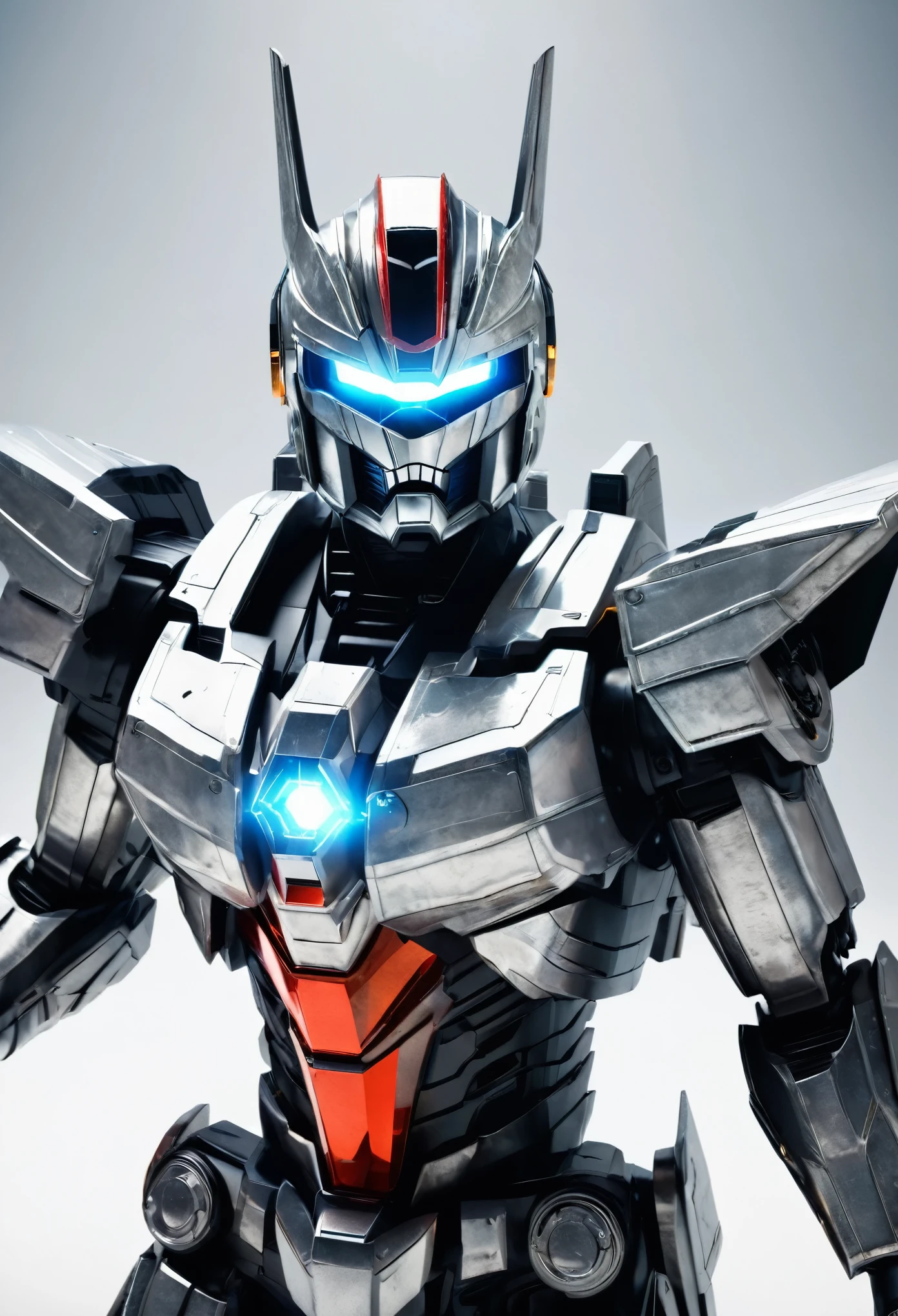 (best quality,highres,masterpiece:1.2),ultra-detailed,realistic:1.37,powerful Megazord transformation sequence,3D rendering,sci-fi,mecha,motion blur,explosive sparks,dynamic poses,glowing energy,metallic armor,intricate mechanical parts,lasers and beams,futuristic cityscape,dramatic lighting,heroic stance,vivid colors, symmetrical creepy ghost , made of glass, in complex background, art exe, high saturation, ray tracing, (symmetry art), white background, studio lighting