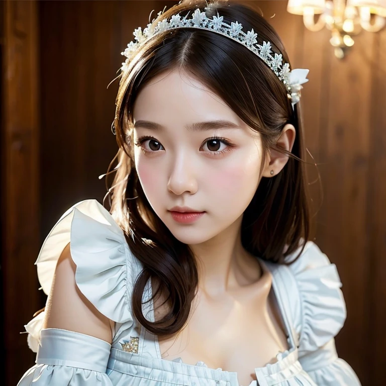 ((masterpiece)), ((highest quality)), (Super detailed), ((very detailed)), 4k, (8K), highest quality, alone,Maid outfit gentle face、soft light、realistic texture