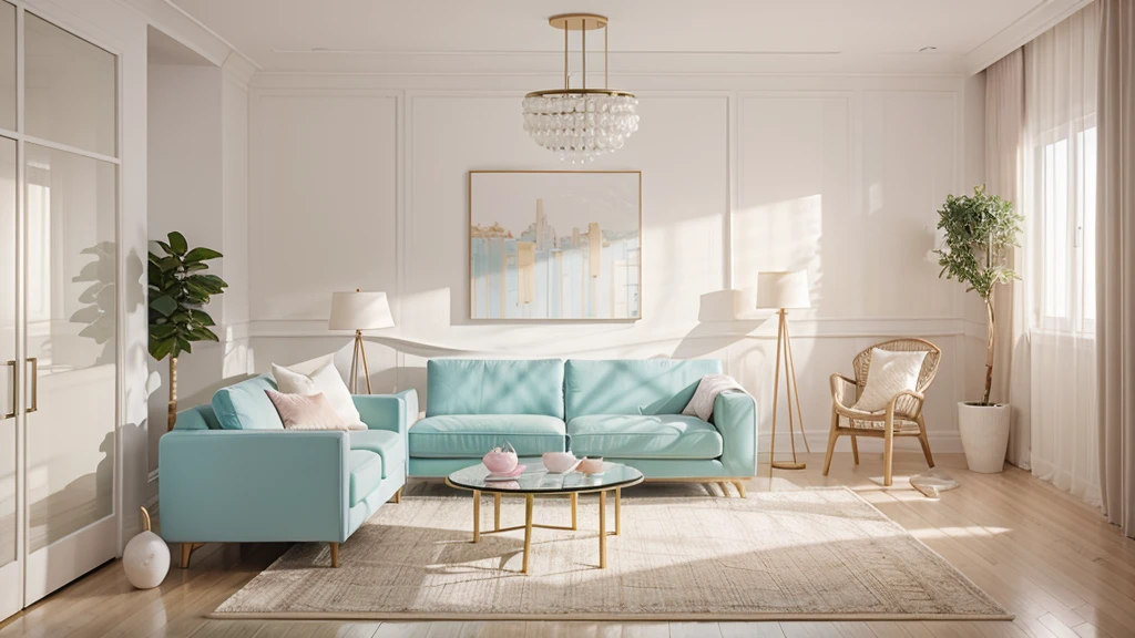 Interior design in a modern style, light pastel colors