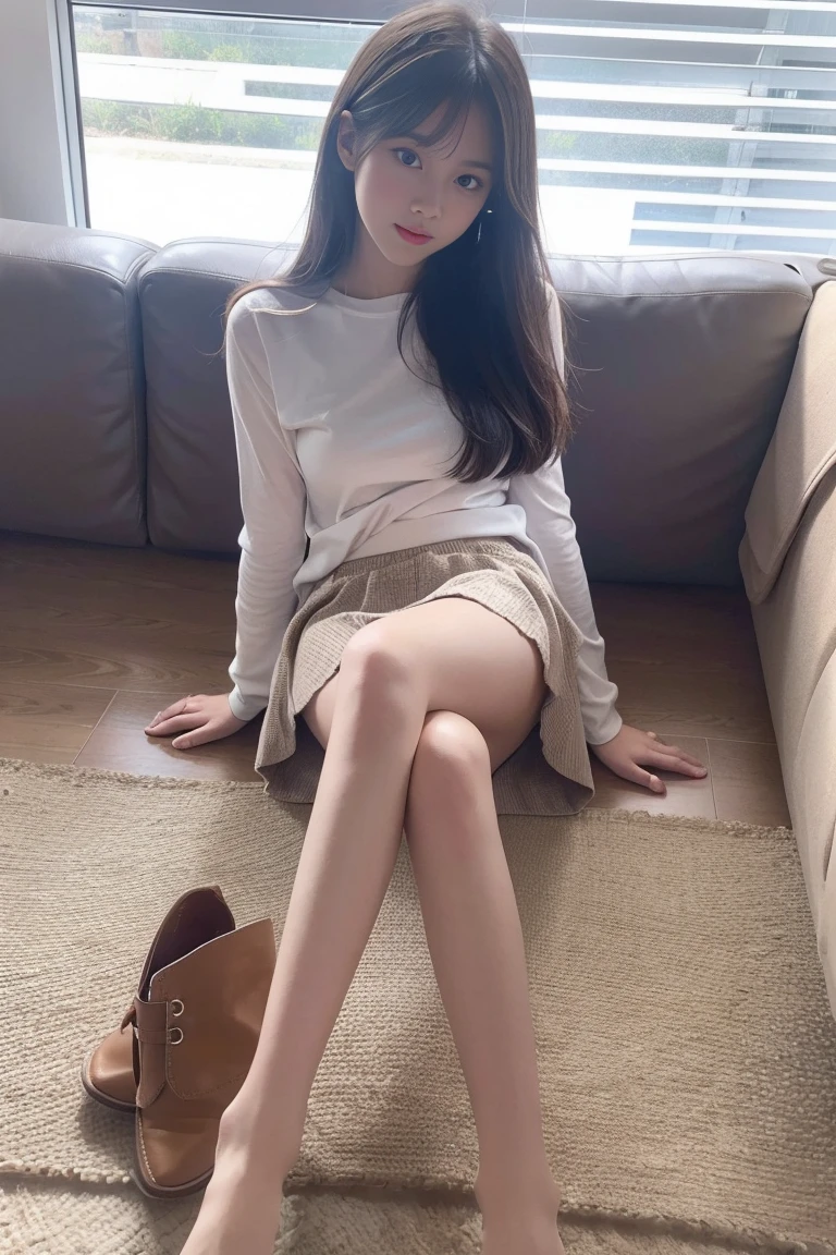 young girls,short skirt,legs apart,sitting,no pants