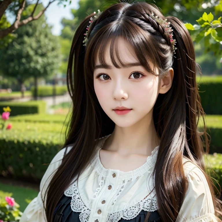 ((masterpiece)), ((highest quality)), (Super detailed), ((very detailed)), 4k, (8K), highest quality, alone,kind face、soft light、realistic texture、black ta clothes、lace pattern、outdoor