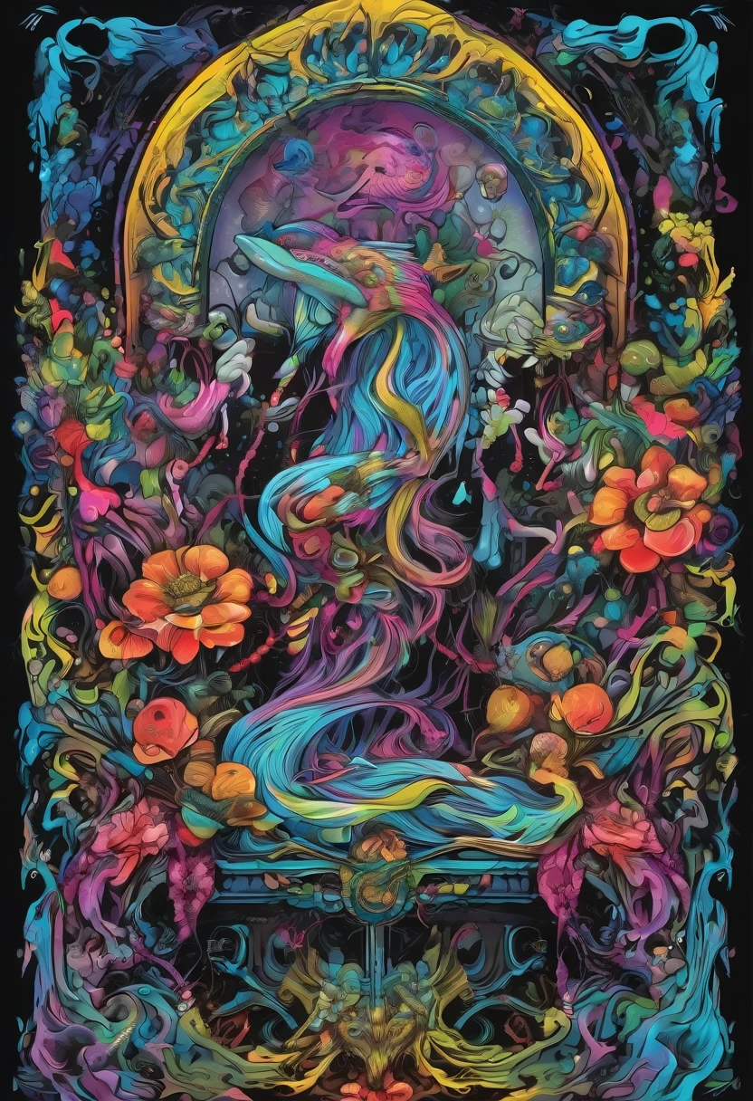 Tarot Cards, aesthetic, Morbid tarot cards, graffiti art, splash art, street art, spray paint, oil gouache melting, acrylic, high contrast, colorful polychromatic, ultra detailed, ultra quality, CGSociety