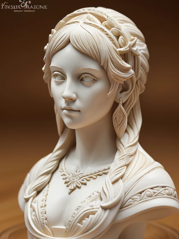 (masterpiece, Best quality, A high resolution:1.4), detailed, many small details, complex intricate details, 4K, bone carving, detailed ivory girl figurine, spray, line art, art, Fibonacci,