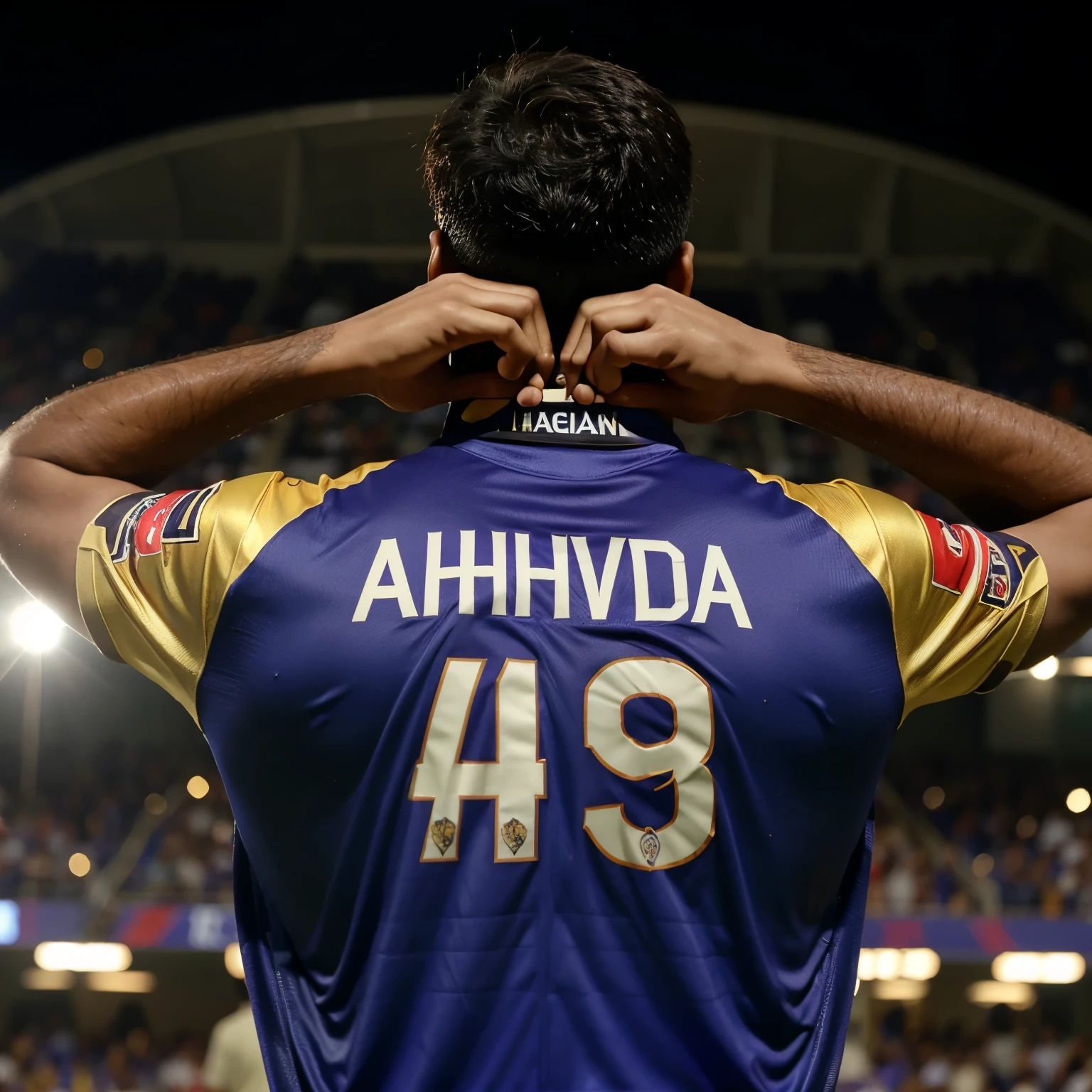 Create image of jersey of IPL team name Kolkata knight riders with the name Atharva and number 96 on back