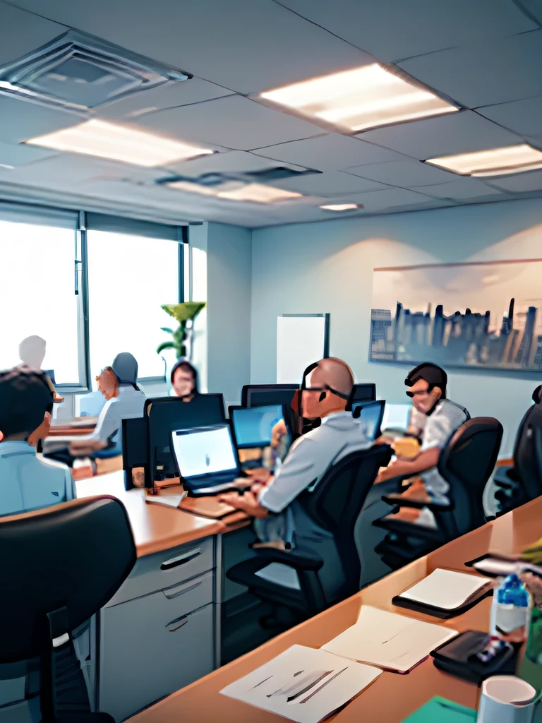 ((work of art)),(((Best quality))),group of people working in an office