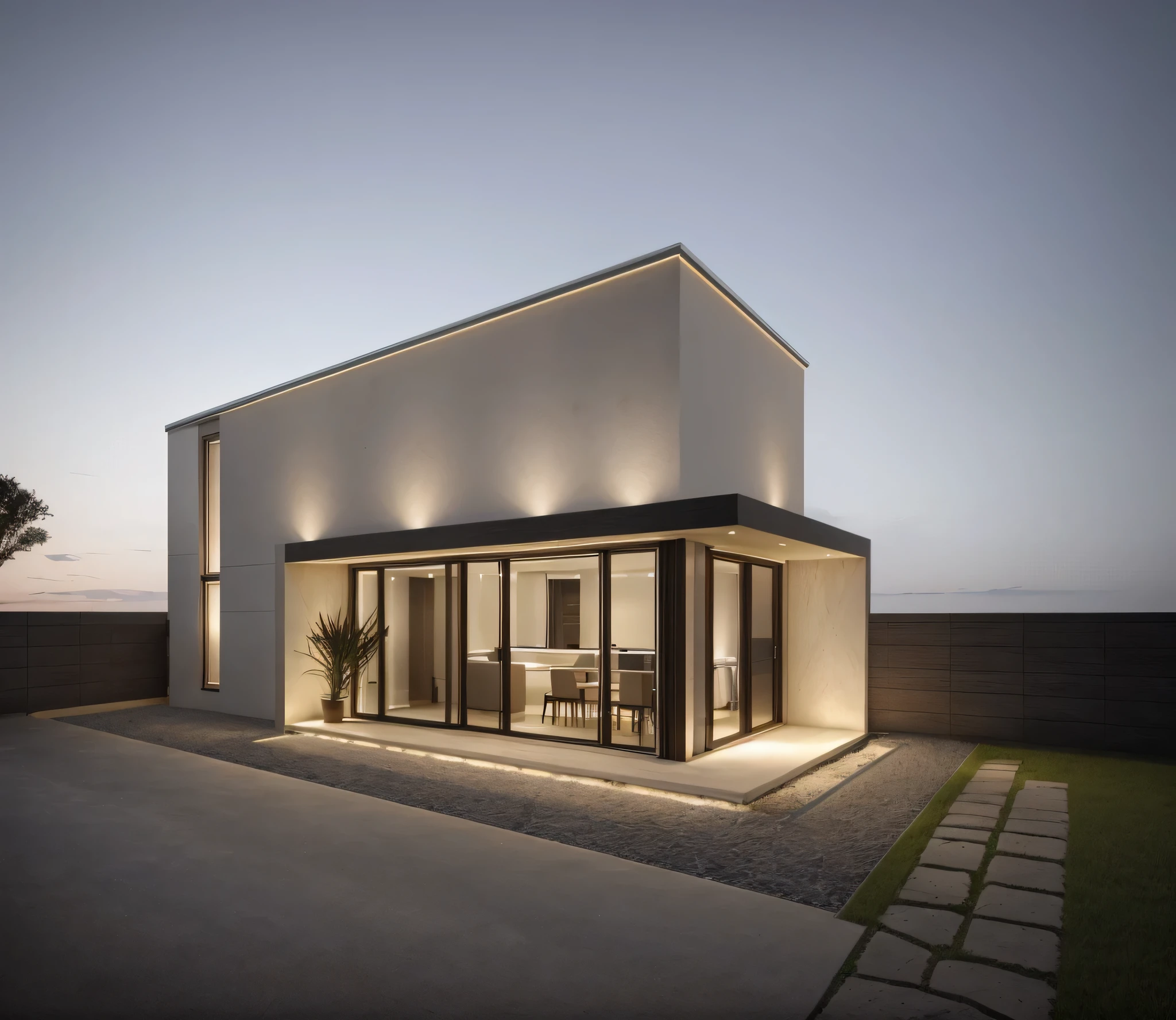 PLATFORM KTHOUSE, ((1 morden house like egg format:1.5)), main material by white wall, 1large grass yard:1,5, 1 road runs in front of the house:1.8, (((VERTICAL WALLs was covered by white color))), (RAW photo, real, best quality, masterpiece:1.2), look morden minimalist, 1 road in front of the house, dynamic lighting:1.3, (hyper realistic, photo-realistic:1.2), high quality, (dark lighting:1.2), perfect lighting, archdaily, no human