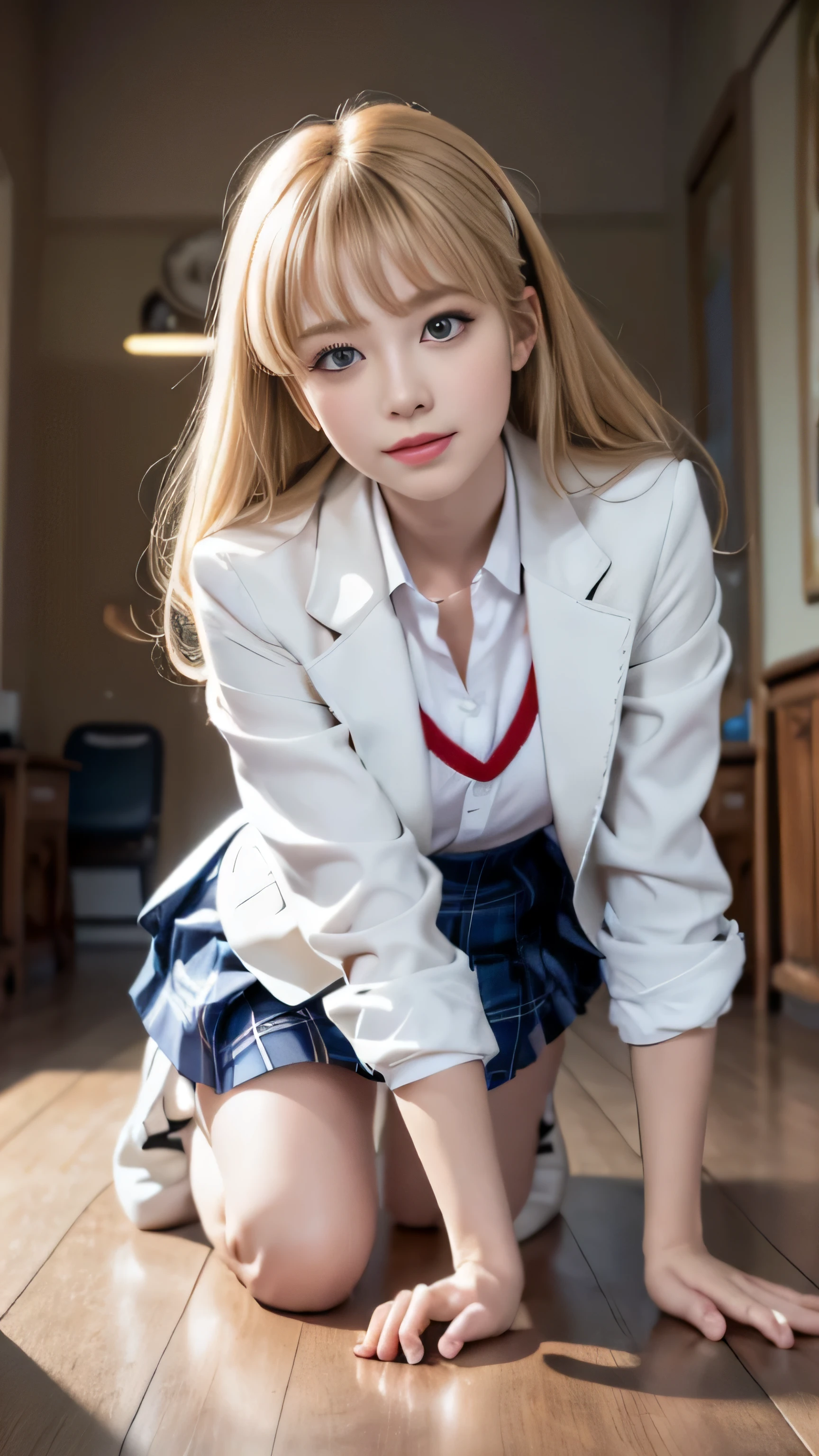navy high socks Majimix Real、(Raw photo:1.2)、(Photoreal:1.4)、beauty in beautiful details and delicate expression、blonde、((I can see my pants))(Crouching panty shots)earrings eyelash beautiful and fine eyes、huge file size、super detailed、High resolution、transcendental beauty highest quality、masterpiece、、(Japanese girls' high school uniform))、very detailed expression small、finely、Highly detailed face movie lighting、23 year old girl、positive、((dynamic pose)))、(Sit straight with your knees bent))、pleated skirt、blazer、sexy upper eyes