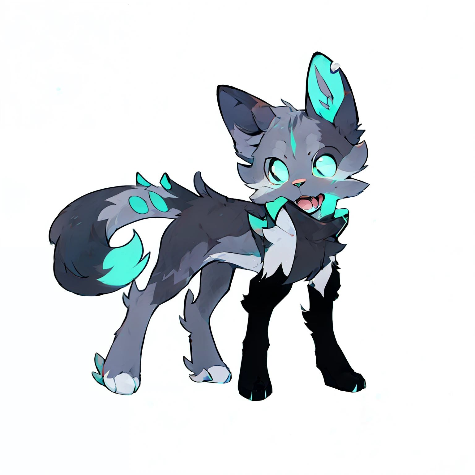 ultra de oba ed fur, (whole body:1.1), perfect lighting, light particles, (masterpiece), (ultra de oba ed), sharp focus, light particles,alone, hairy, animal ear hair,Close-up of a cartoon cat with cyan and black tail, furaffinity Ferson, wolf Ferson, gorgeous werefox Ferson, Ferson!!!!, Ferson art, whole body可采用, Ferson commission, whole body,silver eyes, Available roles, wireless, Furan Affinity Committee, neon hoof, obsidian hooves