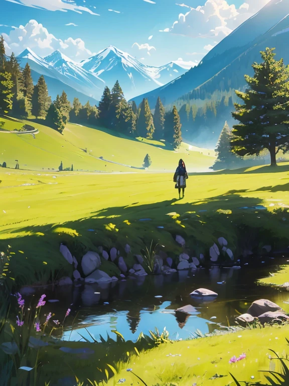 In a green meadow is a girl who leads a group of knights.
BREAK
With a brave expression, guides them to their destination.
BREAK
Behind her, A green forest extends and beyond that, Mountains rise in the distance.
BREAK
The most suitable effect for this scene would be a watercolor painting technique to capture the softness of the meadow and the fluidity of movement.. ,((detailed)), ((high quality)),((well structured)),((anatomically correct)),((good composition)), ((good perspective)),((masterpiece)), ( ( detailed outline)),((extremely detailed)),((digital art)), digital illustration, ((well-proportioned bodies)), high resolution, high definition, full definition, full resolution, detailed face, 4k,HD, Sharp,perfect,depth,with depth,sharp focus,Depth of field