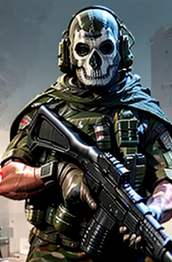 Special Forces emblem, First person shooter style, GH0st sits on the hill