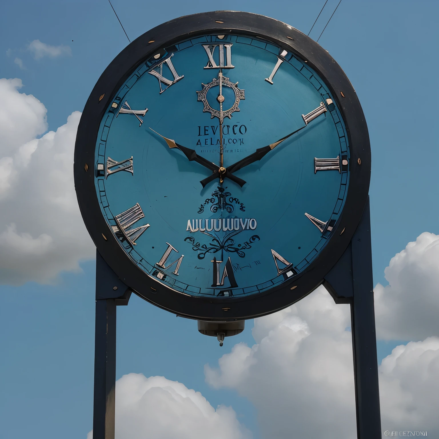 Anjos voando sobre as nuvens, clock in the sky, escuro