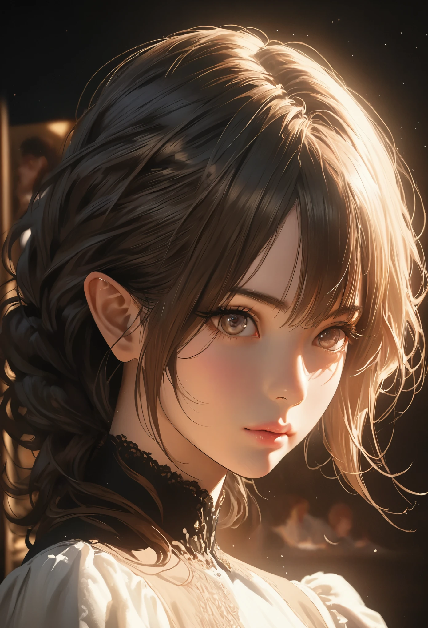 illustration,painting,acrylic painting,Rich details,Super small elf girl,spotlight effect,full body portrait,black background,Real light and shadow contrast,Realistic ray tracing,True light falloff,True light reflection,anti-aesthetic style,Poodlepunk,Snapshot aesthetic style , --q 2 --s 180 --niji 6 --ar 9:16