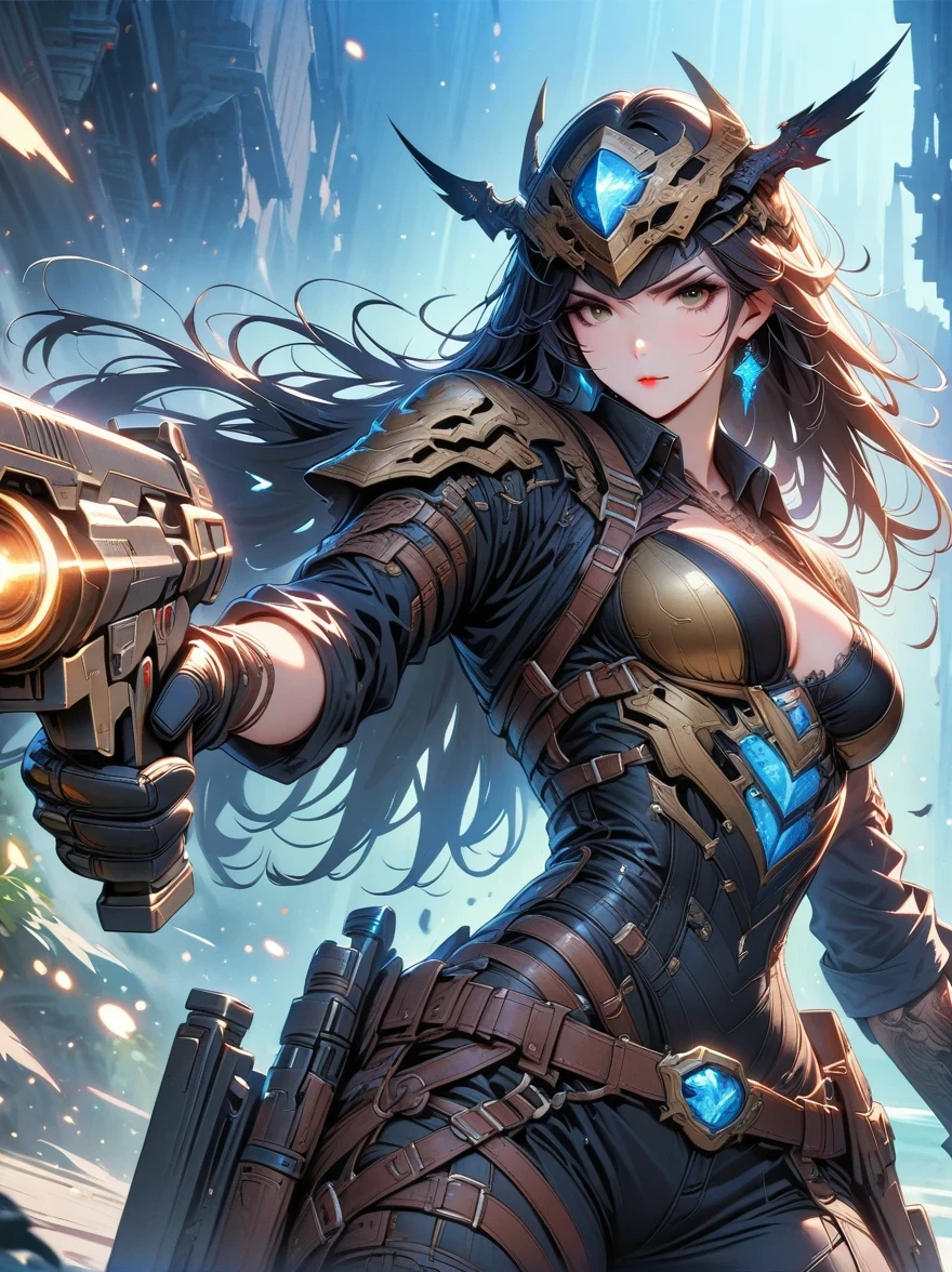 dark fantasy demon raider,looking at the audience,photographic,Ultra-detailed,full details,8K best quality,actual,8K,microscopic intricate details,Predator and Terminator Mix , Mechanical parts,Mecha