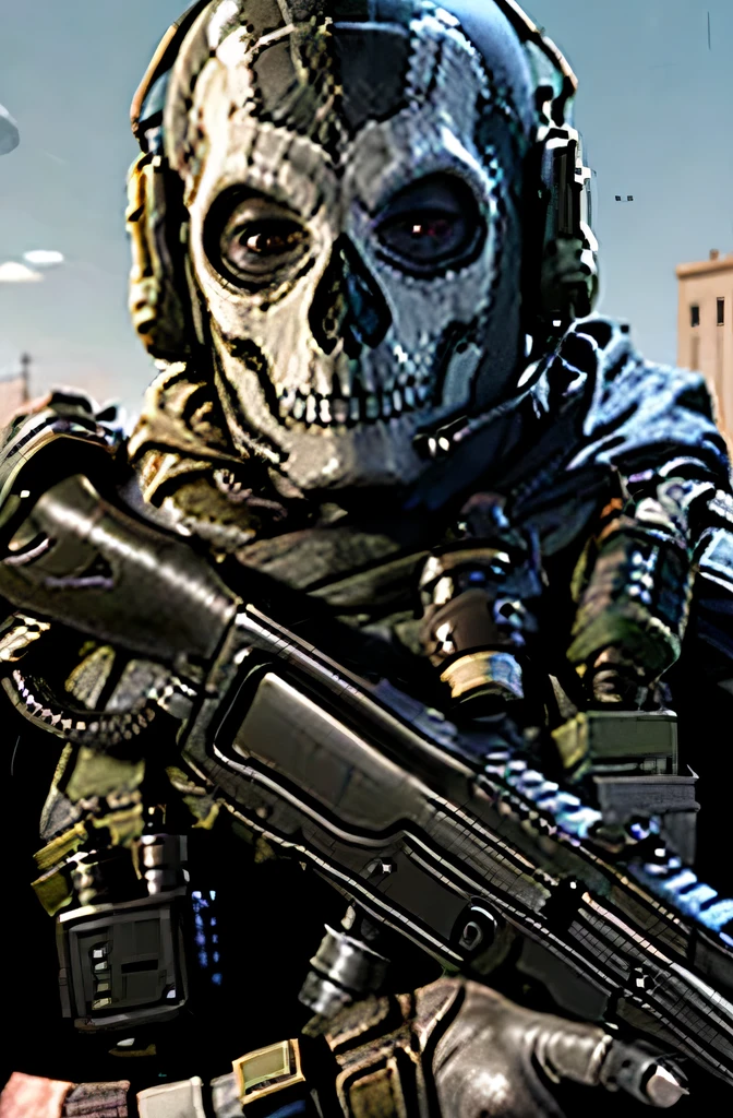 Special Forces emblem, First person shooter style, GH0st sits on the hill
