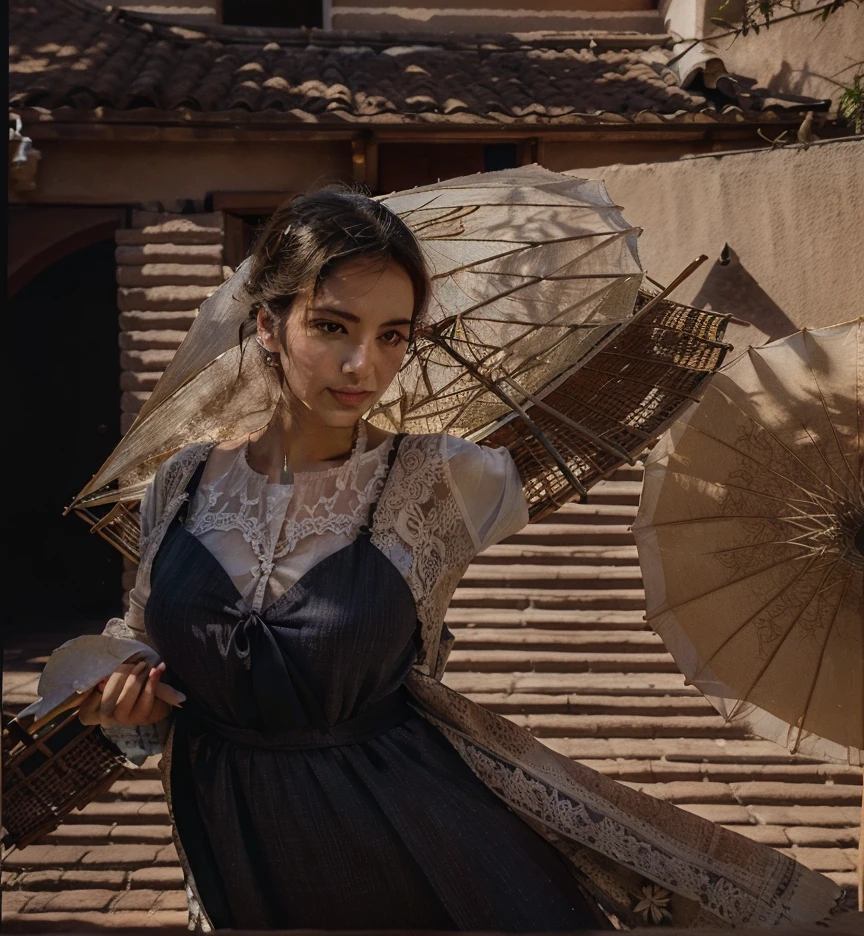 painting of a woman holding a parasol in her hand, by Géza Udvary, by Viktor Oliva, by Virginia Lee Burton, by Zoran Mušič, by Ramon Silva, by Ingrida Kadaka, by Benjamin Marra, by Emma Ríos, by Myra Landau, by Raúl Martínez